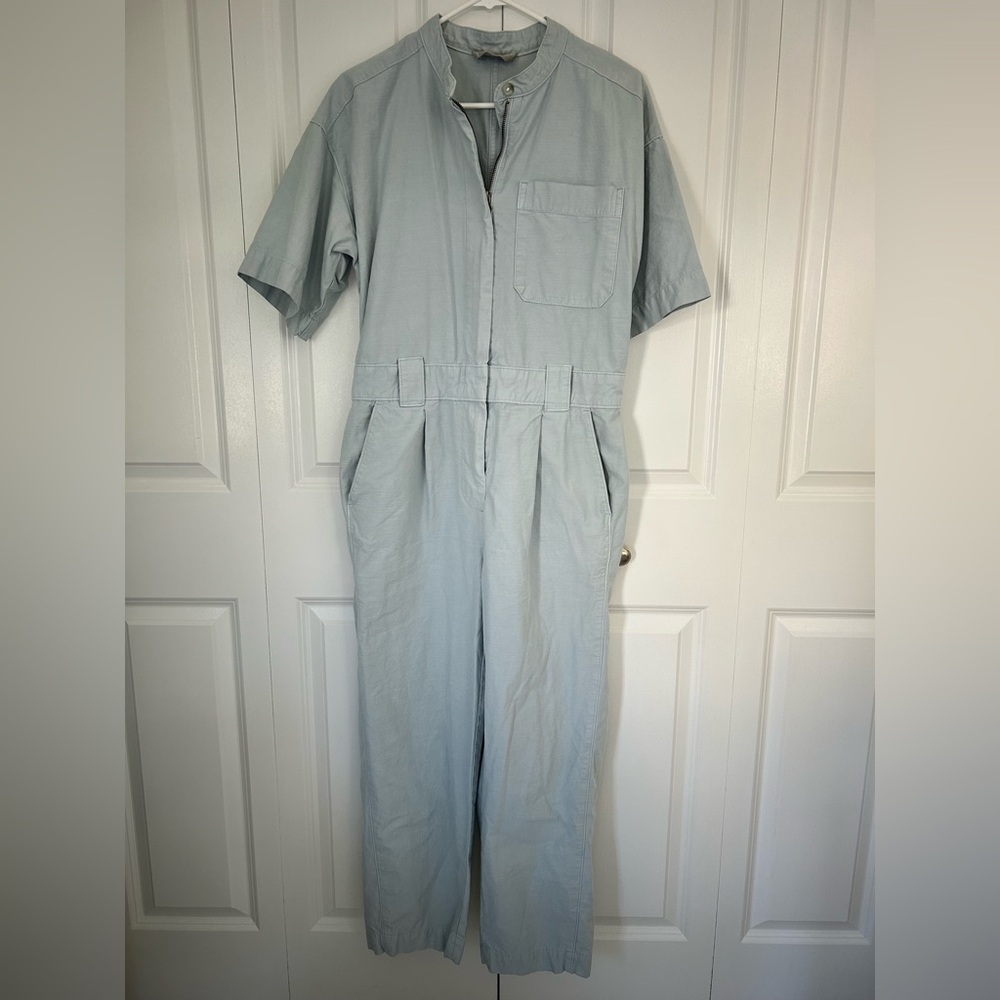 Everlane Women’s Size 6 Utility Short Sleeve Romper Jumpsuit Light Blue Organic